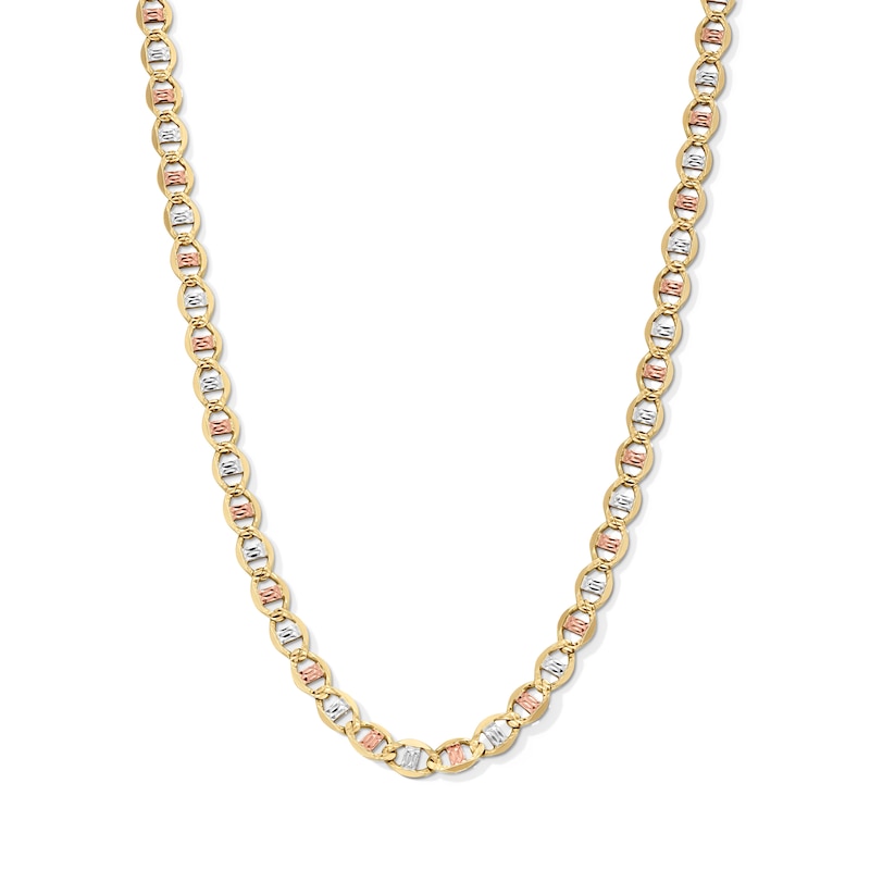 Main Image 1 of Solid Diamond-Cut Valentino Chain Necklace 4.2mm 10K Tri-Tone Gold 20&quot;