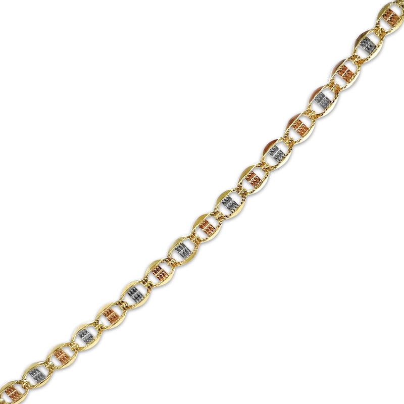 Main Image 2 of Solid Diamond-Cut Valentino Chain Necklace 4.2mm 10K Tri-Tone Gold 20&quot;