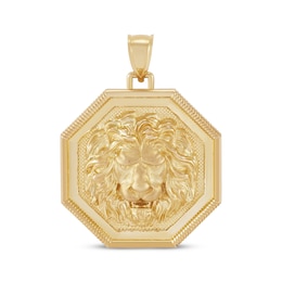 Men's Lion Head Medallion Charm 10K Yellow Gold