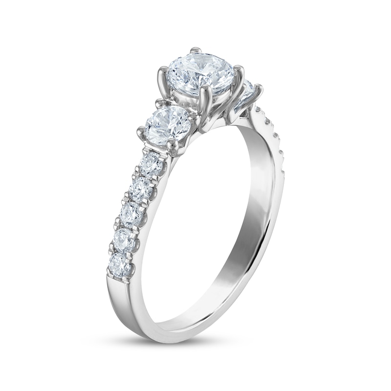 Main Image 2 of Memories Moments Magic Round-Cut Diamond Three-Stone Engagement Ring 1-1/3 ct tw 14K White Gold