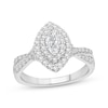 Thumbnail Image 1 of Now + Forever Lab-Grown Diamonds Marquise-Cut Double Halo Engagement Ring 3/4 ct tw 14K White Gold