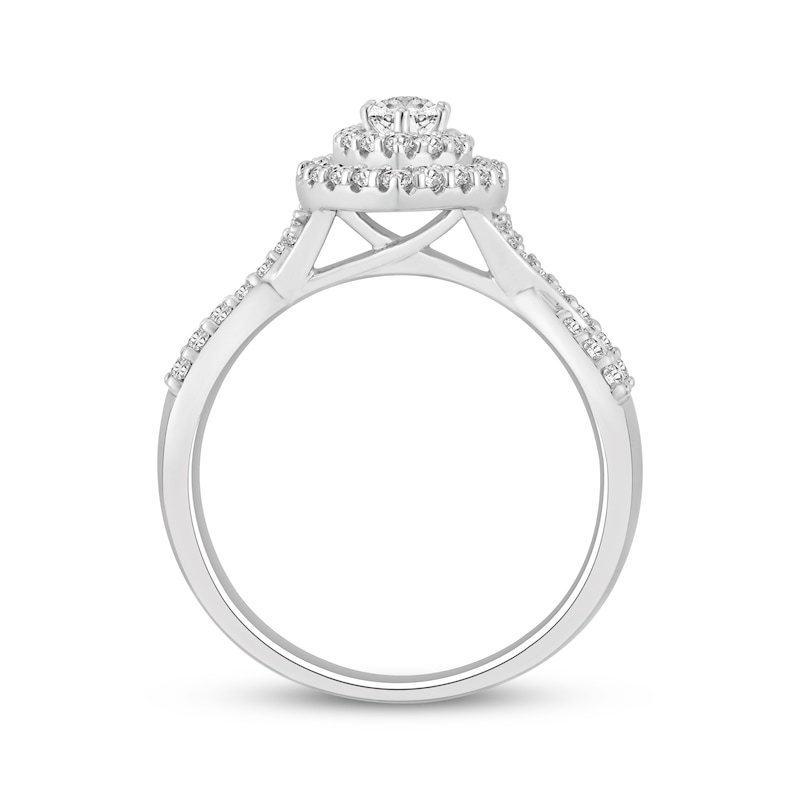 Main Image 3 of Now + Forever Lab-Grown Diamonds Marquise-Cut Double Halo Engagement Ring 3/4 ct tw 14K White Gold