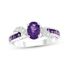 Thumbnail Image 1 of Oval-Cut Amethyst & White Lab-Created Sapphire Bypass Ring Sterling Silver