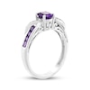 Thumbnail Image 2 of Oval-Cut Amethyst & White Lab-Created Sapphire Bypass Ring Sterling Silver