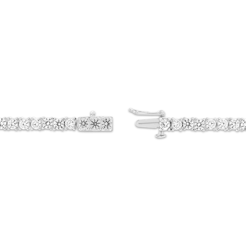 Main Image 2 of Emerald-Cut Lab-Created Emerald & White Lab-Created Sapphire Tennis Bracelet Sterling Silver 7.25&quot;