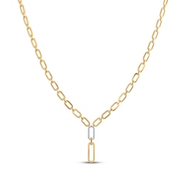 STUDIO BY KAY Diamond Link Y Paperclip Necklace 1/5 ct tw 24K Yellow Gold-Plated Sterling Silver 18&quot;