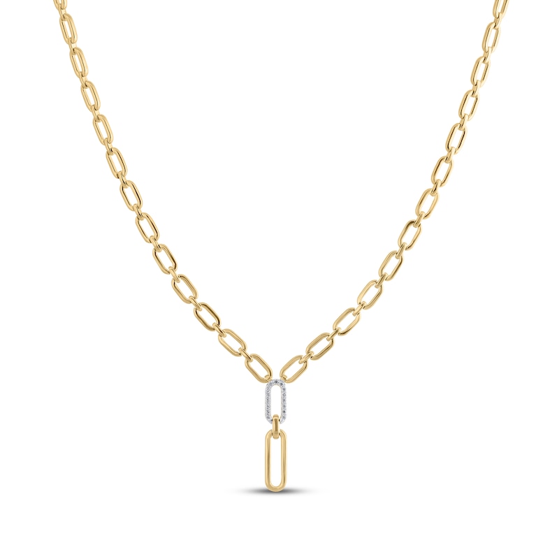 Main Image 1 of STUDIO BY KAY Diamond Link Y Paperclip Necklace 1/5 ct tw 24K Yellow Gold Vermeil Sterling Silver 18&quot;