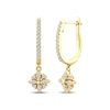 Thumbnail Image 1 of Diamond Flower Dangle Hoop Earrings 1/6 ct tw 10K Yellow Gold