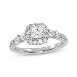 Lab-Grown Diamonds by KAY Princess-Cut Halo Engagement Ring 3/4 ct tw 14K White Gold