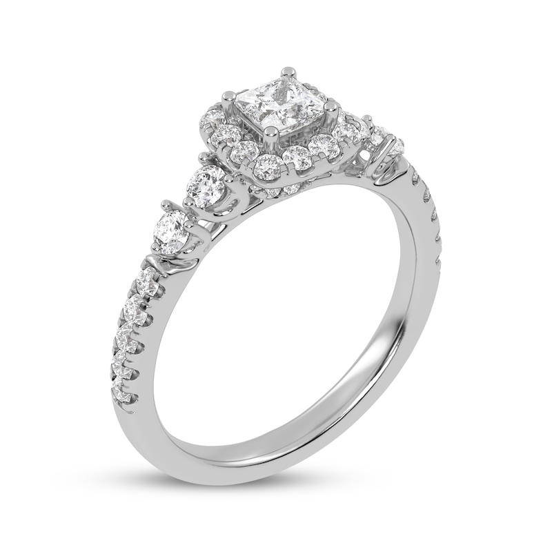 Main Image 2 of Lab-Grown Diamonds by KAY Princess-Cut Halo Engagement Ring 3/4 ct tw 14K White Gold