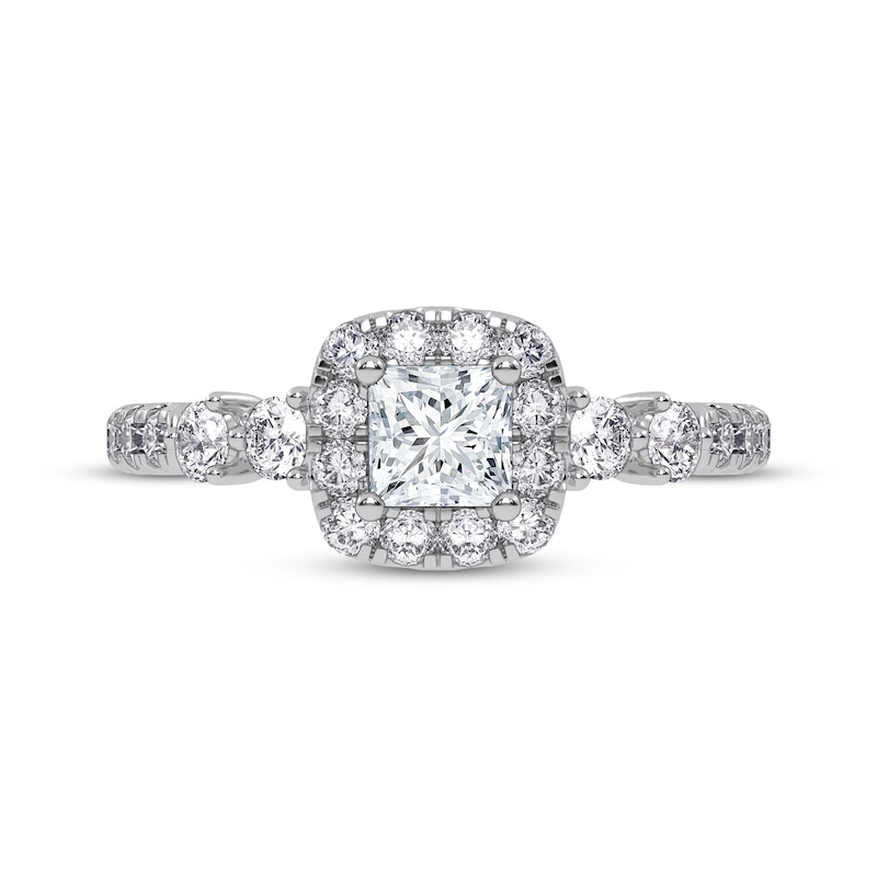 Main Image 3 of Lab-Grown Diamonds by KAY Princess-Cut Halo Engagement Ring 3/4 ct tw 14K White Gold