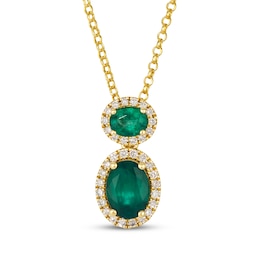 Le Vian Oval-Cut Emerald Necklace 1/5 ct tw Diamonds 14K Honey Gold 19&quot;