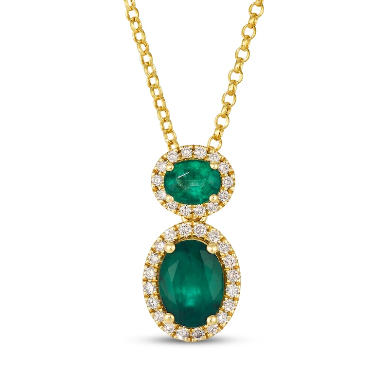 Main Image 1 of Le Vian Oval-Cut Emerald Necklace 1/5 ct tw Diamonds 14K Honey Gold 19&quot;