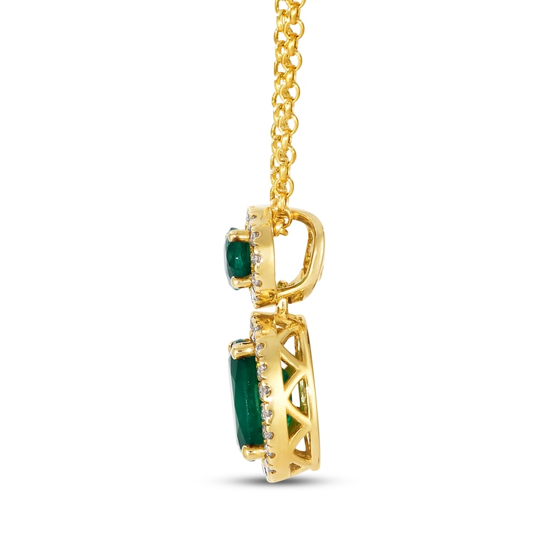 Main Image 2 of Le Vian Oval-Cut Emerald Necklace 1/5 ct tw Diamonds 14K Honey Gold 19&quot;