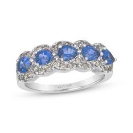 Le Vian Pear-Shaped Blue Sapphire Ring 1/2 ct tw Diamonds 14K Vanilla Gold