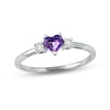 Thumbnail Image 1 of Amethyst & Diamond Heart Ring 1/10 ct tw 10K White Gold