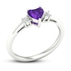 Thumbnail Image 4 of Amethyst & Diamond Heart Ring 1/10 ct tw 10K White Gold