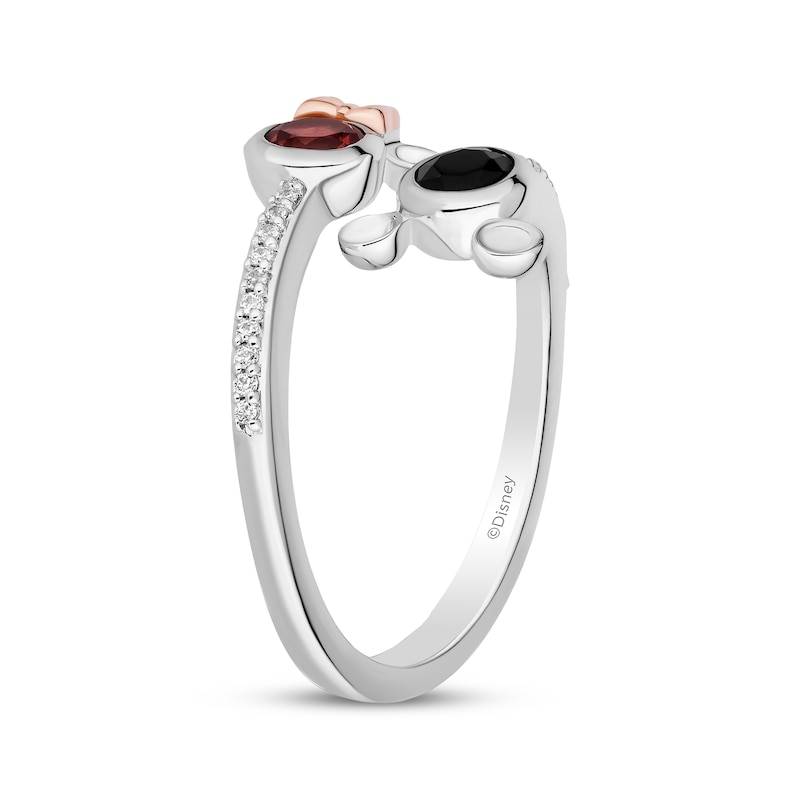 Main Image 2 of Disney Treasures Mickey & Minnie Mouse Garnet, Black Onyx & Diamond Ring 1/15 ct tw Sterling Silver & 10K Rose Gold