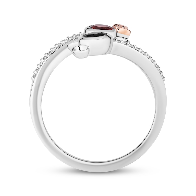 Main Image 3 of Disney Treasures Mickey & Minnie Mouse Garnet, Black Onyx & Diamond Ring 1/15 ct tw Sterling Silver & 10K Rose Gold