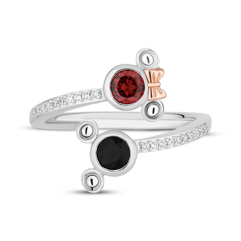 Main Image 4 of Disney Treasures Mickey & Minnie Mouse Garnet, Black Onyx & Diamond Ring 1/15 ct tw Sterling Silver & 10K Rose Gold