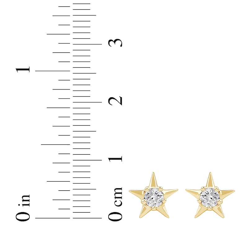 Main Image 5 of Diamond Solitaire Star Stud Earrings 1/5 ct tw 10K Yellow Gold (I/I2)