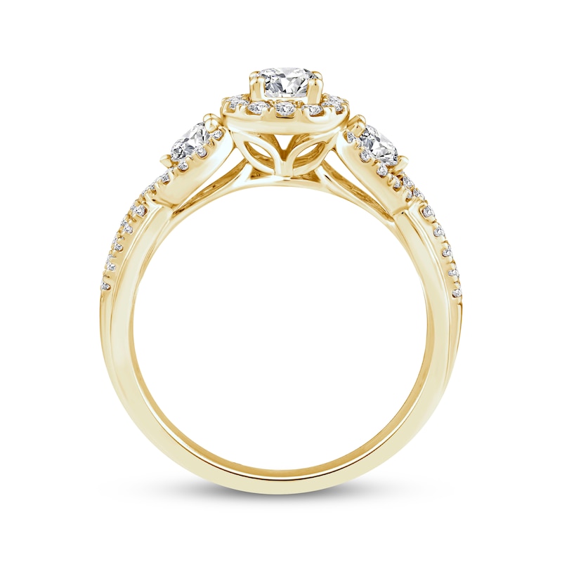 Main Image 3 of Memories Moments Magic Round-Cut Diamond Three-Stone Engagement Ring 1 ct tw 14K Yellow Gold