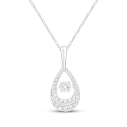 Unstoppable Love Diamond Double Teardrop Necklace 1/2 ct tw 10K White Gold 19"