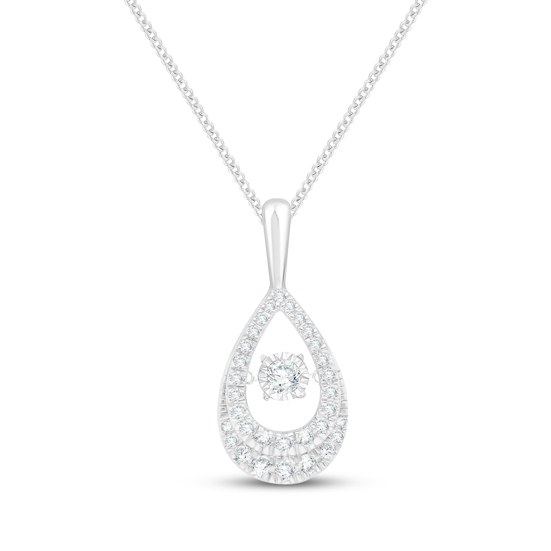 Main Image 1 of Unstoppable Love Diamond Double Teardrop Necklace 1/2 ct tw 10K White Gold 19&quot;