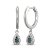 Thumbnail Image 1 of Blue & White Multi-Diamond Teardrop Dangle Hoop Earrings 1/8 ct tw Sterling Silver