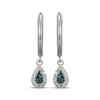 Thumbnail Image 2 of Blue & White Multi-Diamond Teardrop Dangle Hoop Earrings 1/8 ct tw Sterling Silver