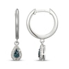 Thumbnail Image 3 of Blue & White Multi-Diamond Teardrop Dangle Hoop Earrings 1/8 ct tw Sterling Silver