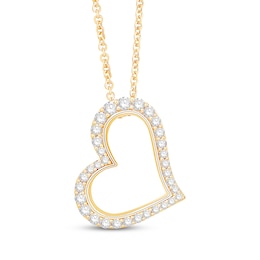 KAY Lab-Grown Diamonds Sideways Heart Necklace 1 ct tw 10K Yellow Gold 18&quot;