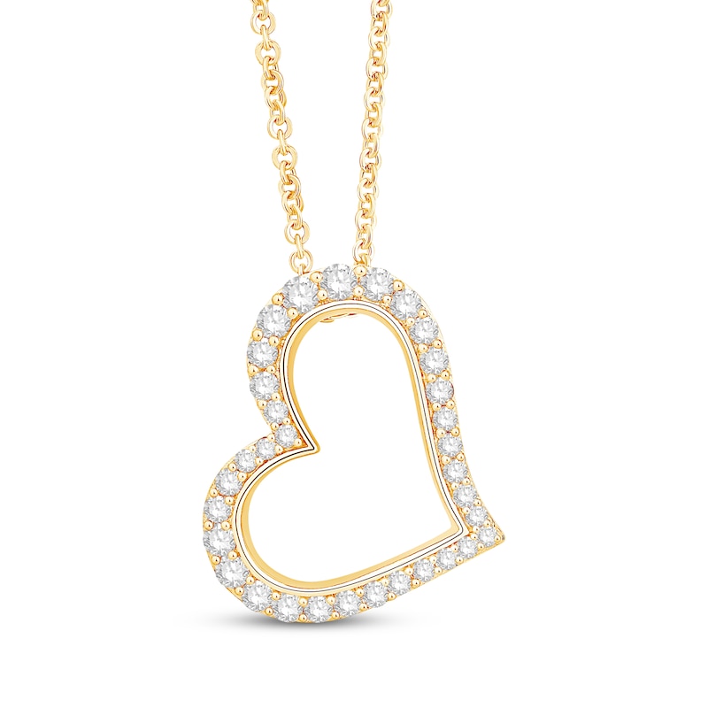 Main Image 1 of KAY Lab-Grown Diamonds Sideways Heart Necklace 1 ct tw 10K Yellow Gold 18&quot;