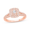 Thumbnail Image 1 of Round-Cut Diamond Double Halo Engagement Ring 1/2 ct tw 10K Rose Gold