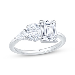 Now + Forever Emerald-Cut, Oval-Cut & Pear-Shaped Lab-Grown Diamond Engagement Ring 2-1/6 ct tw 14K White Gold