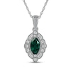 Thumbnail Image 1 of Lab-Created Emerald & White Lab-Created Sapphire Necklace Sterling Silver 18&quot;