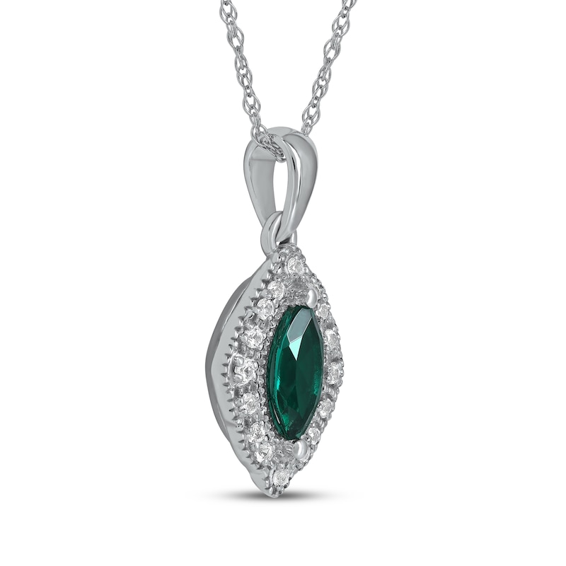 Main Image 2 of Lab-Created Emerald & White Lab-Created Sapphire Necklace Sterling Silver 18&quot;