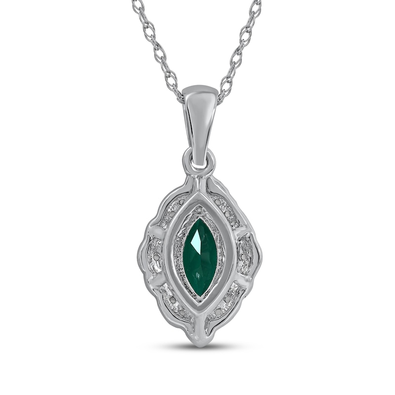 Main Image 3 of Lab-Created Emerald & White Lab-Created Sapphire Necklace Sterling Silver 18&quot;