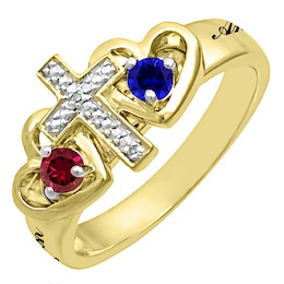 Birthstone Couple's Cross Ring