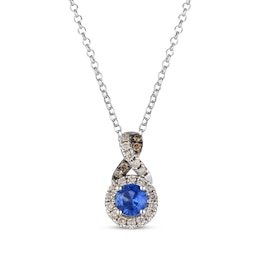 Le Vian Chocolate Twist Sapphire Necklace 1/6 ct tw Diamonds 14K Vanilla Gold 19&quot;