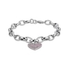 Thumbnail Image 0 of Round-Cut Lab-Created Ruby Heart Charm Bracelet Sterling Silver 7.25“