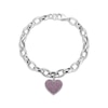 Thumbnail Image 1 of Round-Cut Lab-Created Ruby Heart Charm Bracelet Sterling Silver 7.25“