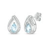 Thumbnail Image 1 of Pear-Shaped Aquamarine & Round-Cut Diamond Earrings 1/15 ct tw Sterling Silver