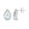 Thumbnail Image 3 of Pear-Shaped Aquamarine & Round-Cut Diamond Earrings 1/15 ct tw Sterling Silver