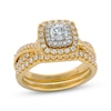 Thumbnail Image 1 of THE LEO First Light Diamond Round-Cut Cushion Double Halo Bridal Set 7/8 ct tw 14K Two-Tone Gold