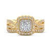 Thumbnail Image 3 of THE LEO First Light Diamond Round-Cut Cushion Double Halo Bridal Set 7/8 ct tw 14K Two-Tone Gold