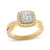 Thumbnail Image 1 of THE LEO First Light Diamond Round-Cut Double Halo Engagement Ring 3/4 ct tw 14K Two-Tone Gold