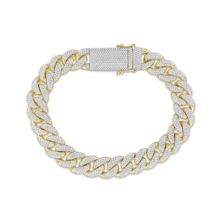Men's Diamond Cuban Curb Chain Bracelet 2 ct tw 10K Yellow Gold 8.5