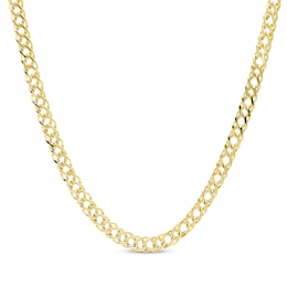 Semi-Solid Double-Curb Chain Necklace 4.7mm 10K Yellow Gold 20&quot;