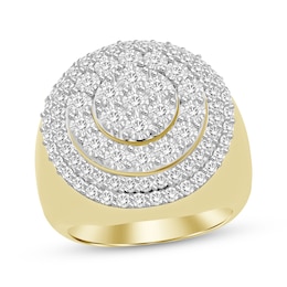 Men's Multi-Diamond Center Circle Ring 2 ct tw 10K Yellow Gold